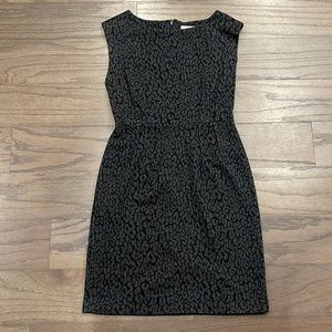 LOFT Petite Black and Grey Leopard Print Sleeveless Dress - Size 2P